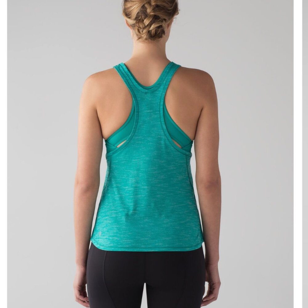 Lululemon Glide and Stride Tank Heathered - Viridian Green - Size 10